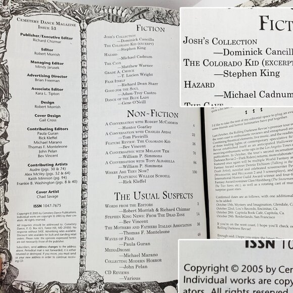 Cemetery Dance Magazines Lot 8 Issues 53-60 Stephen King Gaiman Horror 2005-2009 - Picture 9 of 16